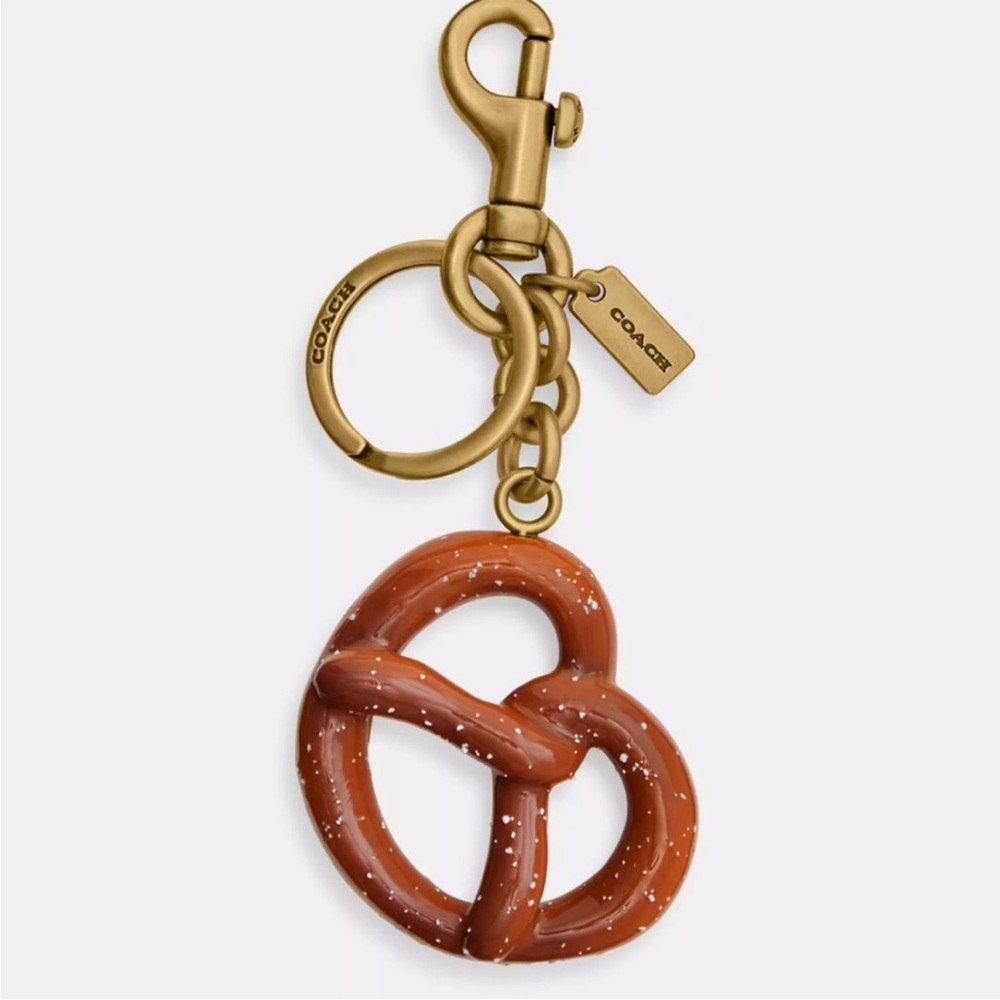 Coach Gold and Brown Pretzel Keychain